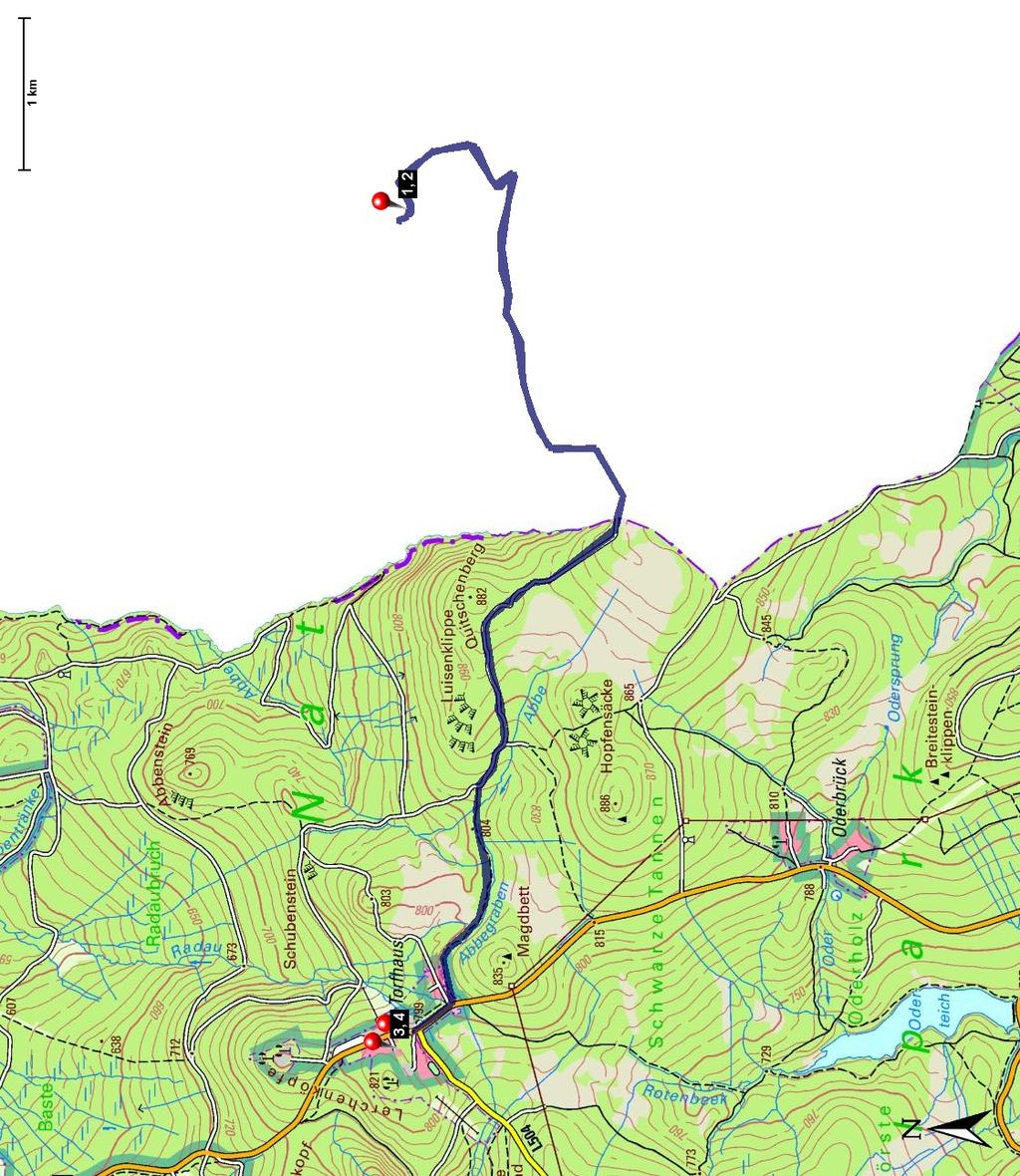 Länge: 16 km Start: Torfhaus, Nationalpark-Besucherzentrum TorfHaus Steigung: + 258