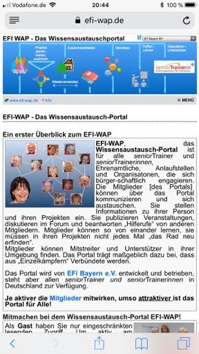 In Entwicklung: Mobile Version von EFI-WAP Bedarf: Immer Zugriffe auf EFI-WAP