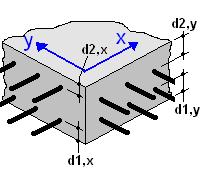 Angaben zur Bemessung nach DIN 1045-1 (2008): - Beton = C20/25, Betonstahl = Bst500 - Achsabstand Bewehrung d1,x = 4,0 cm - Achsabstand Bewehrung d1,y = 5,0 cm - Achsabstand Bewehrung d2,x = 4,0 cm -