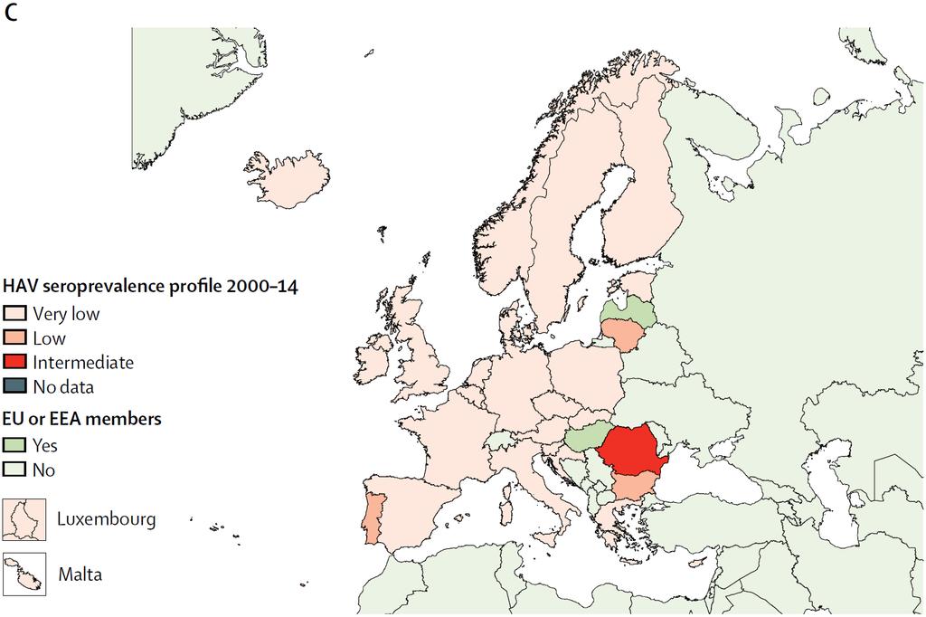 Hepatitis A: Seroprävalenz und Suszeptibilität in der EU und im EWR 1975-1989