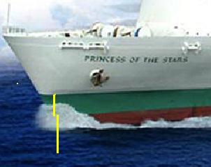 Nun könnte man sagen: bei dem gekenterten Schiff handelt es sich um die rechte Steuerbordseite, bei der Princess of the Stars hingegen um die linke Steuerbordseite.
