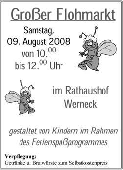 Amtsblatt Markt Werneck Jahrgang 35Freitag, den 8. August 2008 Nummer 32 Amtliche Nachrichten Hallenbad Werneck Am Freitag, 08.08., ist das Hallenbad erst ab 18.00 Uhr geöffnet.