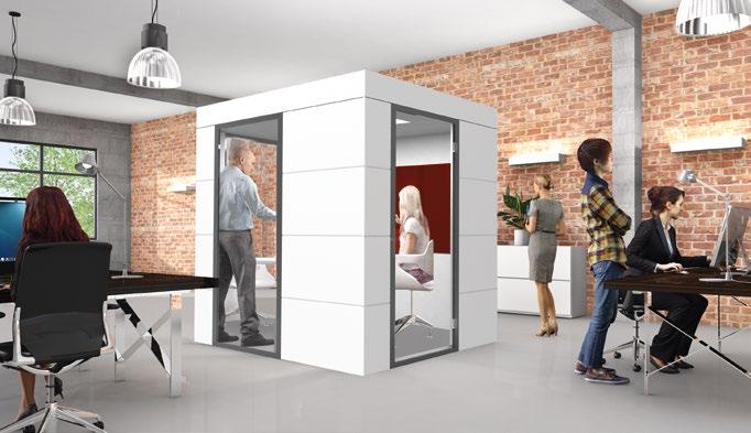 8 MEETING UNIT Kompakter, schallgedämmter Meetingraum für One-on-One Gespräche, Videokonferenzen, Worksessions und zum Relaxen, flexibel einsetzbar bietet Platz für 2-3 Personen Schallschutz durch