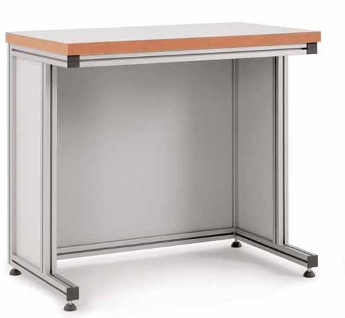 part 2 Arbeitstischsystem ALU Pulttisch für sitzende Tätigkeiten Technische Merkmale: Flexibles, widerstandsfähiges Aluminium-Tischgestell aus Profilen 45 x 45 mm natur eloxiert.