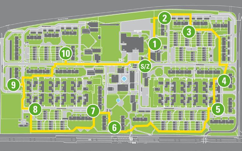 Übersichtsplan Fitness-Parcours Im Vital Point Augarten stehen insgesamt drei Fitness-Parcours zur Verfügung, welche individuell und jederzeit absolviert werden können.