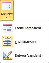 16.2 Die Formularansichten Access bietet Ihnen unterschiedliche Ansichtsmöglichkeiten für Formulare: Formularansicht Layoutansicht Entwurfsansicht. Seitenansicht (über Datei-Menü).