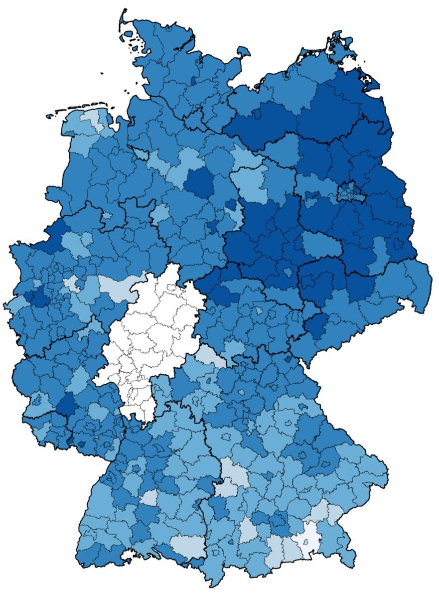 Rotavirus-Impfquote, Deutschland, Jahrgang 2015 (KV-Impfsurveillance) Bundesweit: 68,3% (Jhg.