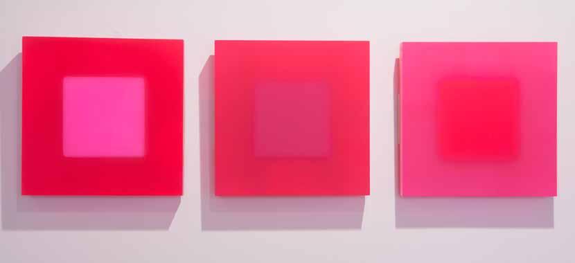 michelle benoit, pink squares, 2017, mixed media on