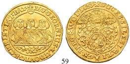 hanseatischen Kreuz. 36 mm, 20,20 g. Gold. Sommer V 6; Behrens 741a; Gaed.2023. im rot-blauen Etui, sehr selten.