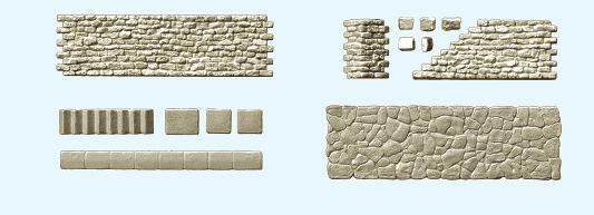 Kombinationsbausatz Pavement and quarrystone wall: 10 wall parts, structure on one side only, approx.