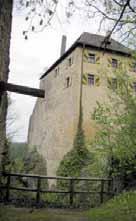 7 Die 3-Täler-Wanderung (ca. 16 km) ausgeschildert). Nach ca. 50 m geht es jetzt aber mit dem Schild zur Burg Rabeneck rechts hinein.
