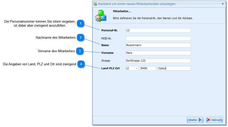 Mitarbeiter Im ersten Schritt werden die wichtigsten Infromationen erfasst.