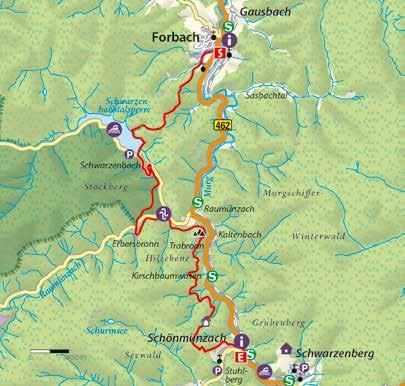 Über gemütliche Waldwege geht es dann weiter zur von Schwarzwaldbergen umrahmten Schwarzenbachtalsperre mit dem größten Stausee im Nord- und Mittelschwarzwald.