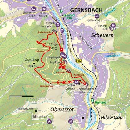 Die mit dem Symbol des Teufelchens ausgeschilderte Strecke beginnt an der Klingelkapelle und führt rund um den Gernsberg.