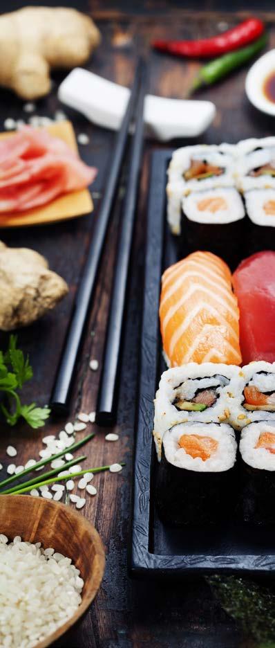 SUSHI Sushi ist ein japanisches traditionelles Gericht aus dem 8. Jahrhundert n. Chr.