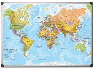 MAYA KARTEN WELTKARTE Weltkarte - laminiert oder magnetisch Aluminiumrahmen, Maße: 1200 x 900 mm Laminierte Weltkarte mit trocken abwischbarer Oberfläche Ideal für den Einsatz im Bildungs- oder