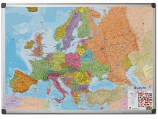 MAP0100901 EUROPAKARTE Europakarte - laminiert oder magnetisch Aluminiumrahmen, Maße: 1200x900mm Laminierte Europakarte mit trocken abwischbarer Oberfläche Benutzen Sie Whiteboardmarker, um Notizen