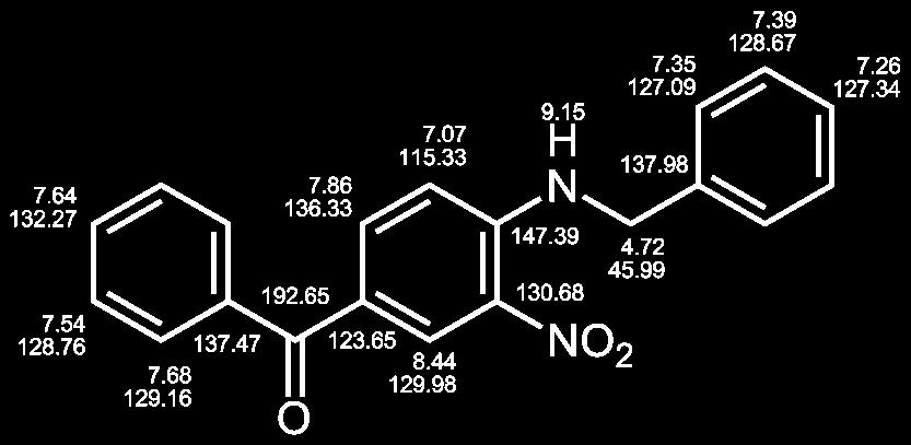 0 mmol Methylamin (ethanolische Lsg. 30 %) Summenformel: C 16 H 17 N 3 O 5 331.32 g/mol orangefarbener Feststoff Ausbeute: 0.990 g (96 %) 1 H-NMR (DMSO-d6, 500 MHz): δ= 2.97 (d, 2H, J= 5.