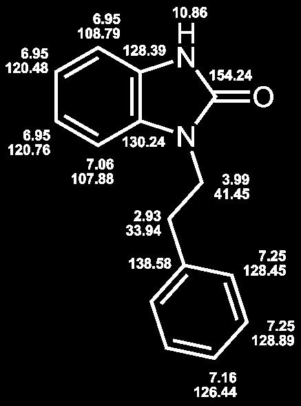 1-(2-Phenylethyl)-1,3-dihydro-2H-benzimidazol-2-on (92/LM-1.4) Summenformel: AAV-10 0.75 mmol 1,1'-Carbonyl-bis-(1,3-dihydro -2H-benzimidazol-2-on) (90/LM-1.1) 3.