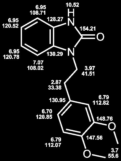 254.28 g/mol hell-rosafarbener Feststoff Ausbeute: 3.33 g (60 %) EA: ber.: C 70.85, H 5.55, N 11.02 gef.: C 70.59, H 5.55, N 10.79 1 H-NMR (DMSO-d6, 500 MHz): δ= 3.69 (s, 3H, OCH 3 ), 4.