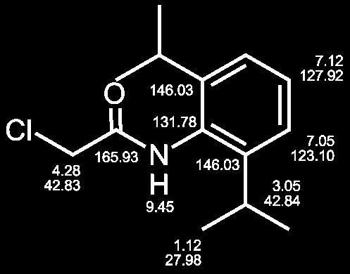 0 mmol 2-Chloracetylchlorid Summenformel: C 9 H 10 ClNO 2 199.63 g/mol brauner Feststoff Ausbeute: 0.990 g (99 %) EA: ber.: C 54.15, H 5.05, N 7.02 ber. 0.2 H 2 O: C 53.19, H 5.16, N 6.89 gef.: C 53.60, H 5.