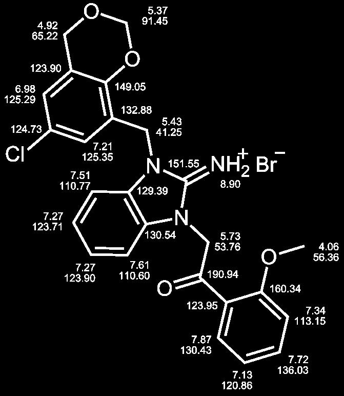 2-(3-((6-Chlor-4H-benzo[1,3]dioxin-8-yl)methyl)-2,3-dihydro-2-imino-1H-benzimidaz-1-yl)- 1-(2-methoxyphenyl)ethanon, Hydrobromid (130/LM-20.18) AAV-2a 0.