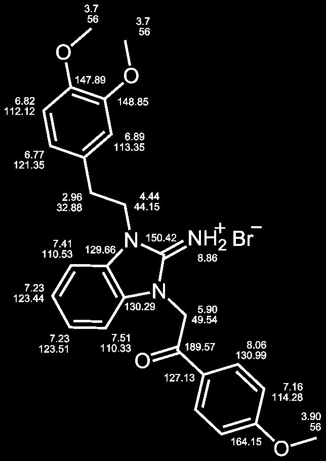 2-(2,3-Dihydro-3-(3,4-dimethoxyphenylethyl)-2-imino-1H-benzimidaz-1-yl)- 1-(4-methoxy-phenyl)-ethanon, Hydrobromid (134/LM-20.22) AAV-2a 0.