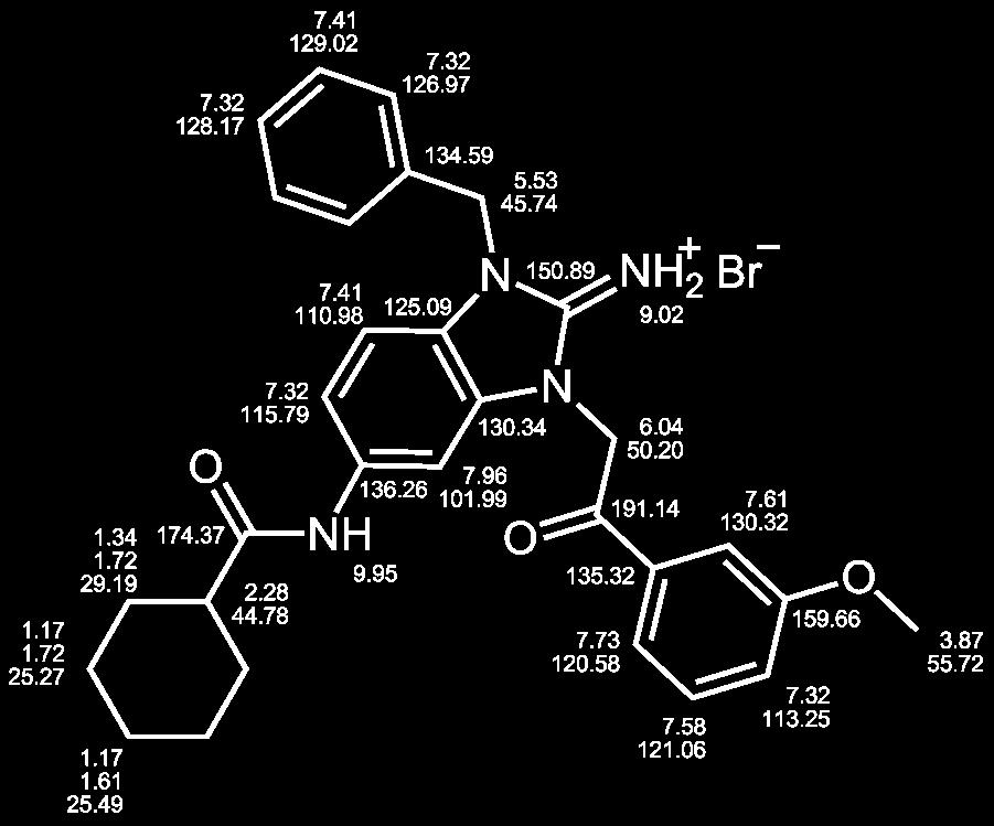 N-(1-Benzyl-2-imino-3-(2-(3-methoxyphenyl)-2-oxoethyl)-2,3-dihydro-1H-benzimidazol-5- yl)cyclohexancarboxyamid, Hydrobromid (139/LM-20.27) AAV-2a 0.