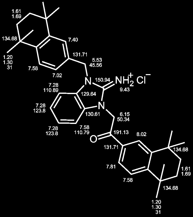 2-(2-Imino-3-((5,5,8,8-tetramethyl-5,6,7,8-tetrahydronaphthalen-2-yl)methyl)-2,3-dihydro- 1H-benzimidazol-1-yl)-1-(5,5,8,8-tetramethyl-5,6,7,8-tetrahydronaphthalen-2-yl)ethanon, Hydrochlorid