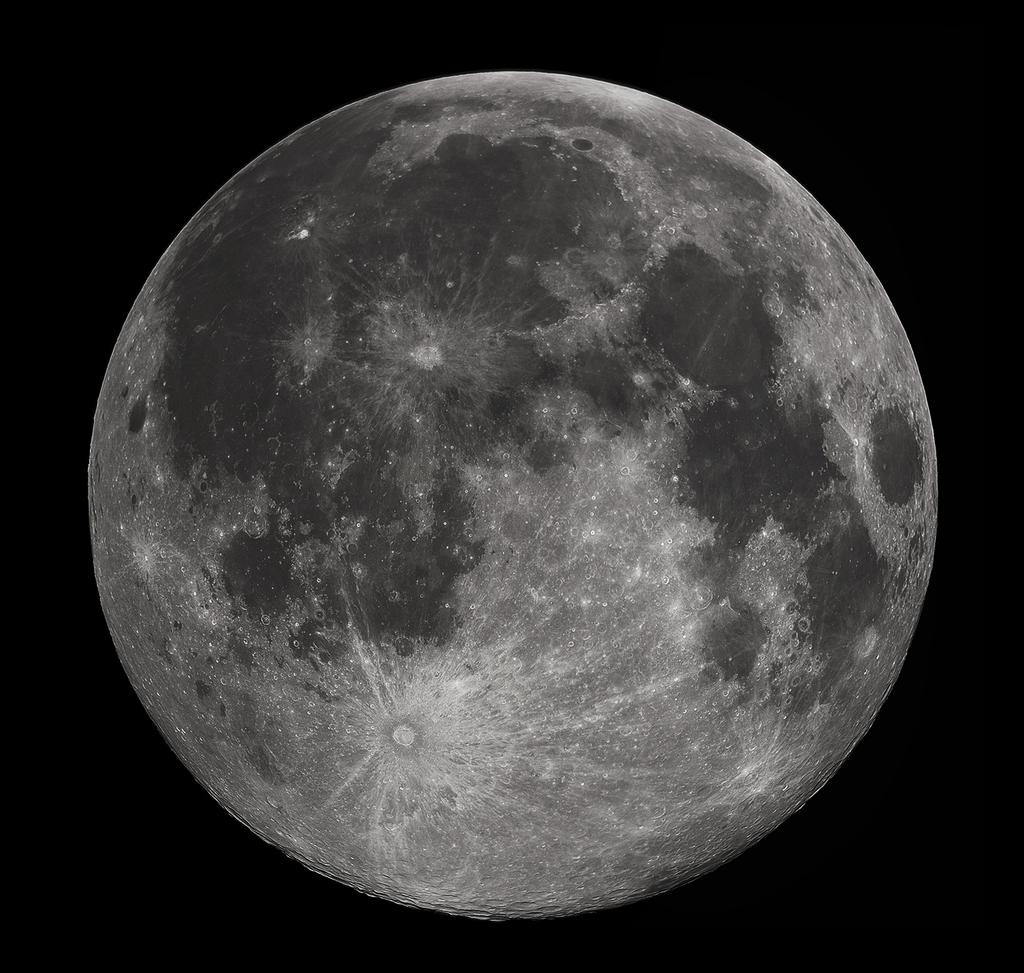 BILDMATERIAL BILDMATERIAL Abb. 1 Der Vollmond von der Erde aus aufgenommen. Man erkennt die unterschiedlich hellen Gebiete auf dem Mond.