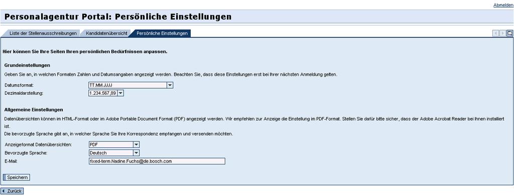 Anwenderdokumentation OSP Portal für Agenturen 7 17 Abbildung 3: Agenturportal - Benutzereinstellungen 1.2.