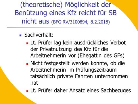4.7.4 Judikat BFG: Privatnutzung für (behauptete) Privatnutzung eines arbeitgebereigenen Kfz 15 EStG, BFG RV/3100894/20