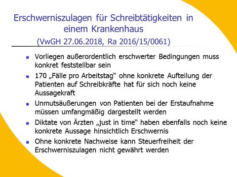 4.7.11 Judikat VwGH: Erschwerniszulagen für Schreibtätigkeiten in einem Krankenhaus 68 EStG VwGH 27.06.