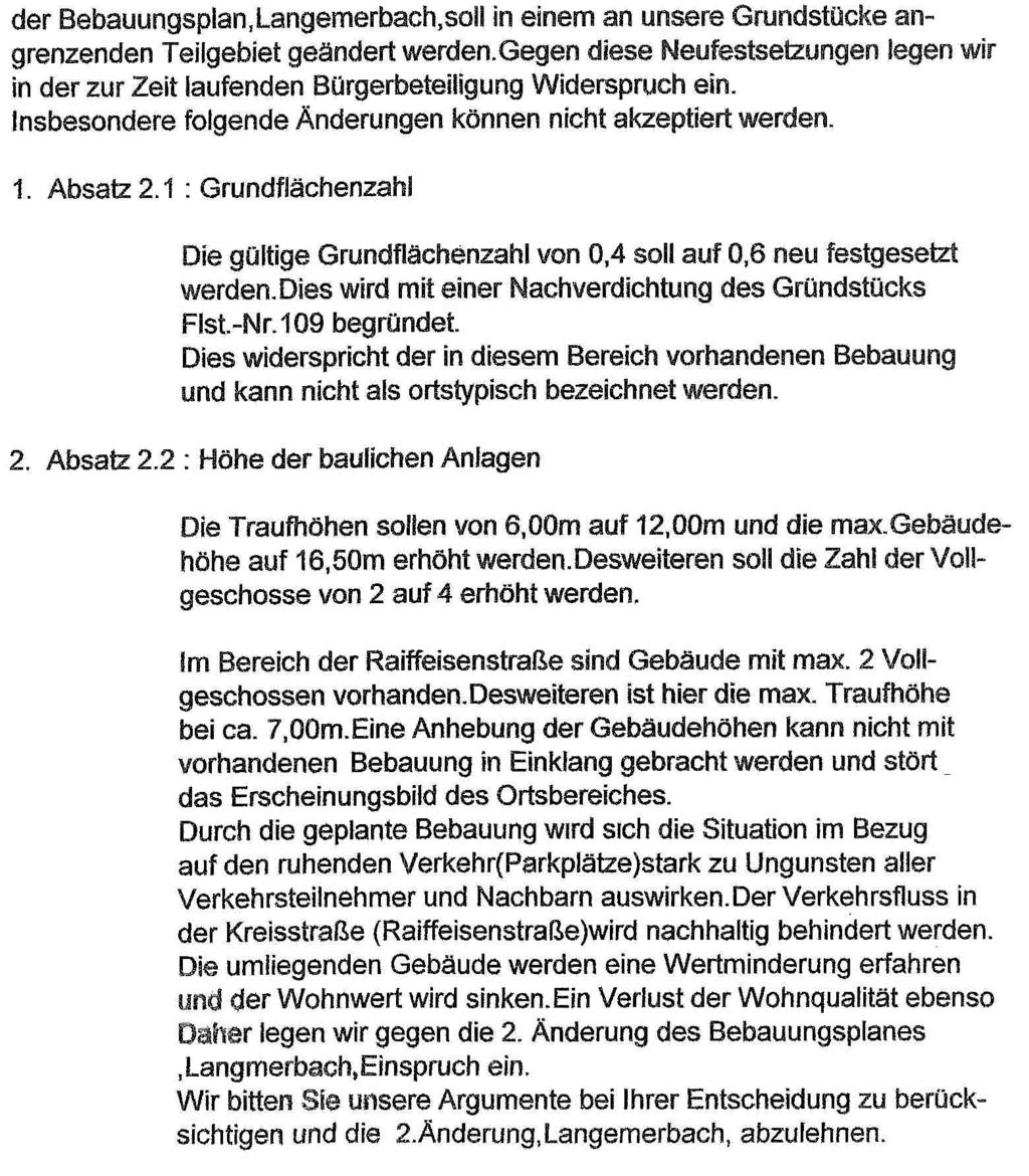 S e i t e 11 b) Beratung und Beschlussfassung über die vorgebrachten Anregungen im Zuge der Beteiligung der Bürger nach 13a Absatz 2 in Verbindung mit 13 Absatz 2 und 3 Absatz 2 Baugesetzbuch