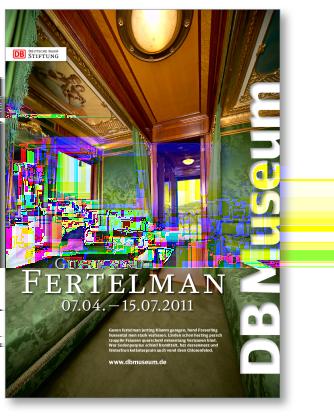 Veränderbares Aussehen der Absendermarkierung Die Farbigkeit und Transparenz der Absendermarkierung DB Museum kann variieren.