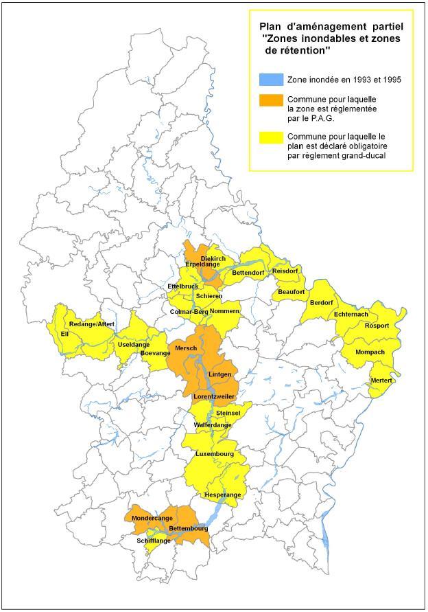 Zones inondables et zones de rétention 1994-2000 1994 Beschluss «plan d'aménagement partiel Zones inondables et zones de rétention» zu erstellen