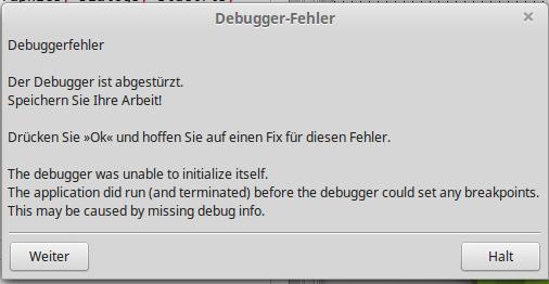 Debugger Fehlermeldung Wenn man eine Win32 / Win64-Anwendung einfach mittels F9 im Debug-Modus startet, erhält man nach dem Schließen der Anwendung folgende Meldung: Einfach auf