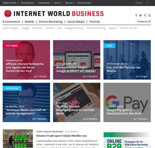 Das Businessportal für Internet-Professionals Factsheet Internet World Business internetworld.de internetworld.