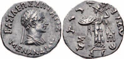 zweisprachigen Legenden in Griechisch und Gāndhārī (Abb. 3). Solche Münzen fanden frühe Entdeckungsreisende, wie z. B. Charles Masson, in großer Zahl in der Region.