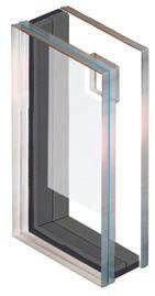 Wärmeschutzpaket 3-fach-Verglasung bei einer Glasstärke von 40 mm Ug = 0,7 W/m²K Füllungsstärke 40 mm Innere und äußere Scheibe mit Wärmeschutzbeschichtung Argon-Gasfüllung