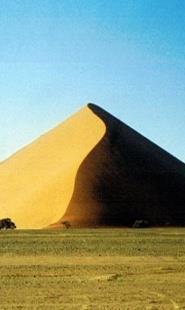 Die Kalahari ist eine Sandwüste aus feinpulverigem, rotem Sand.