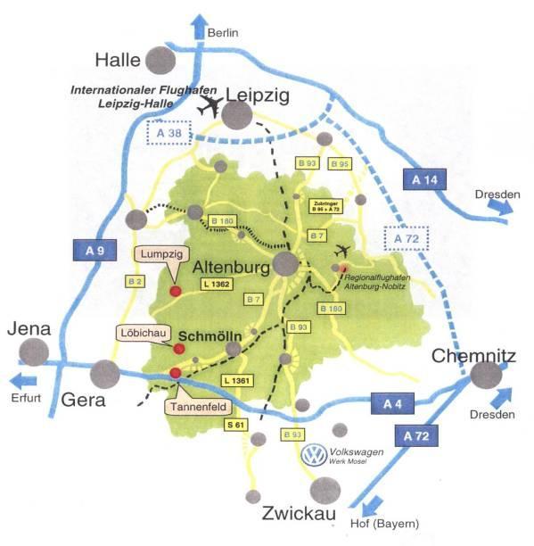 Geografische Lage von Meuselwitz Die Stadt Meuselwitz befindet sich im Landkreis Altenburger Land in Ost- Thüringen, etwa 12 km von der