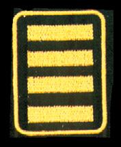 1 Führungskräfte Schwarzes Stoffabzeichen mit roter oder goldfarbener Umrandung oder goldfarbenen Balken, Größen 5 x 30 mm (schmal) und 8 x 30 mm (breit) Kommandant 1 x gold