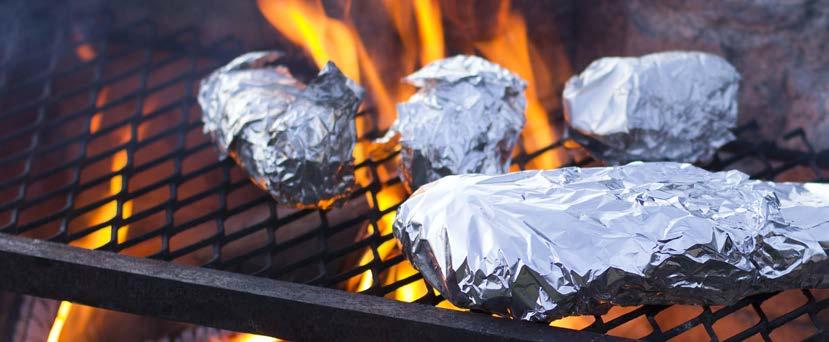 MINI DINNERS IN FOIL If cooking in coals, ensure it is wrapped well so no dirt gets in. Cooking may take longer depending on the thickness of the meat so be sure to check regularly.