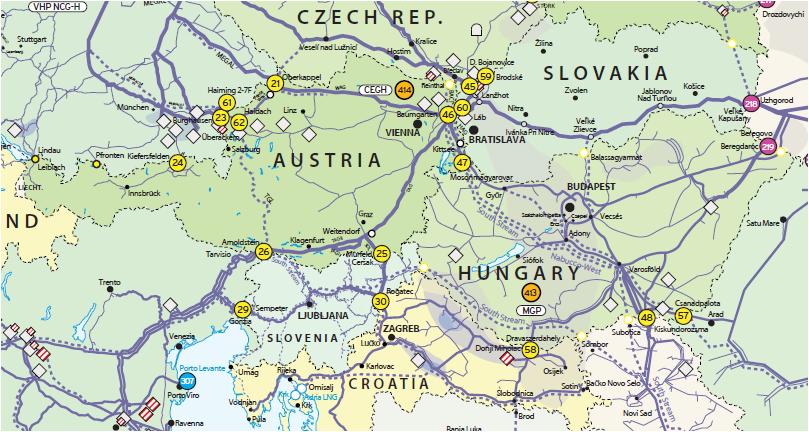 Erdgasnetze und Speicher in Österreich und in den Nachbarländern