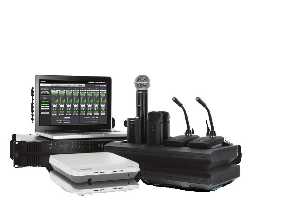 -FÄHIGE UND KOMPATIBLE MIKROFONE Dante Audio Networking ermöglicht ein hochwertiges, Multikanal-Audio mit niedriger Latenz über Standard Ethernet.