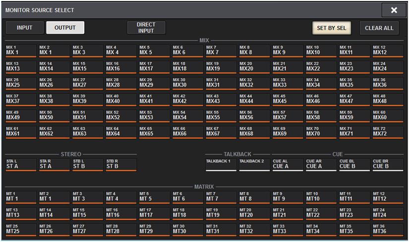 PREFERENCES-Einblendbildschirm Zusätzliche CUE-Monitor-Quellen CUE A, CUE B und TALKBACK2 wurden als Monitorquellen hinzugefügt, die den MONITOR SOURCE DEFINE-Schaltflächen zugewiesen werden können.