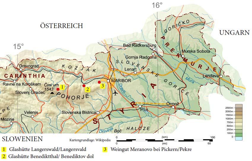 Abb. 2017-1/06-05; Karte Bachergebirge / Pohorje, Slowenien; aus Wikipedia DE Siehe unter anderem auch: www.pressglas-korrespondenz.de/aktuelles/pdf/pk-2015-3w-pk-treffen-steiermark-2016.pdf www.