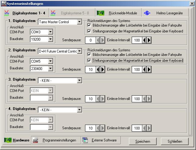 Systemeinstellungen 1. Registerkarte Digitalsysteme 1 4 und 5 8 Die folgenden Digitalsysteme werden von der neuen Version unterstützt.
