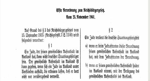 11. Verordnung zum Reichsbürgergesetz vom 25. Auf Grund des 3 des Reichsbürgergesetzes vom 15. September 1935 (RGBl. I. S. 1146) wird folgendes verordnet: 1.